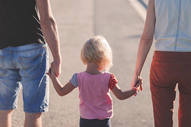 Famiglia che cammina tenendosi per mano, simbolo di tutela della persona